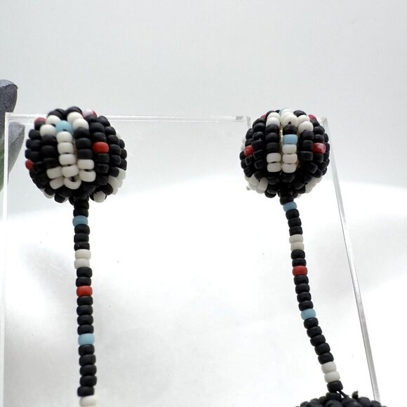 Madewell Black Beaded Southwest Ball Dangling Earrings - Picture 4 of 8